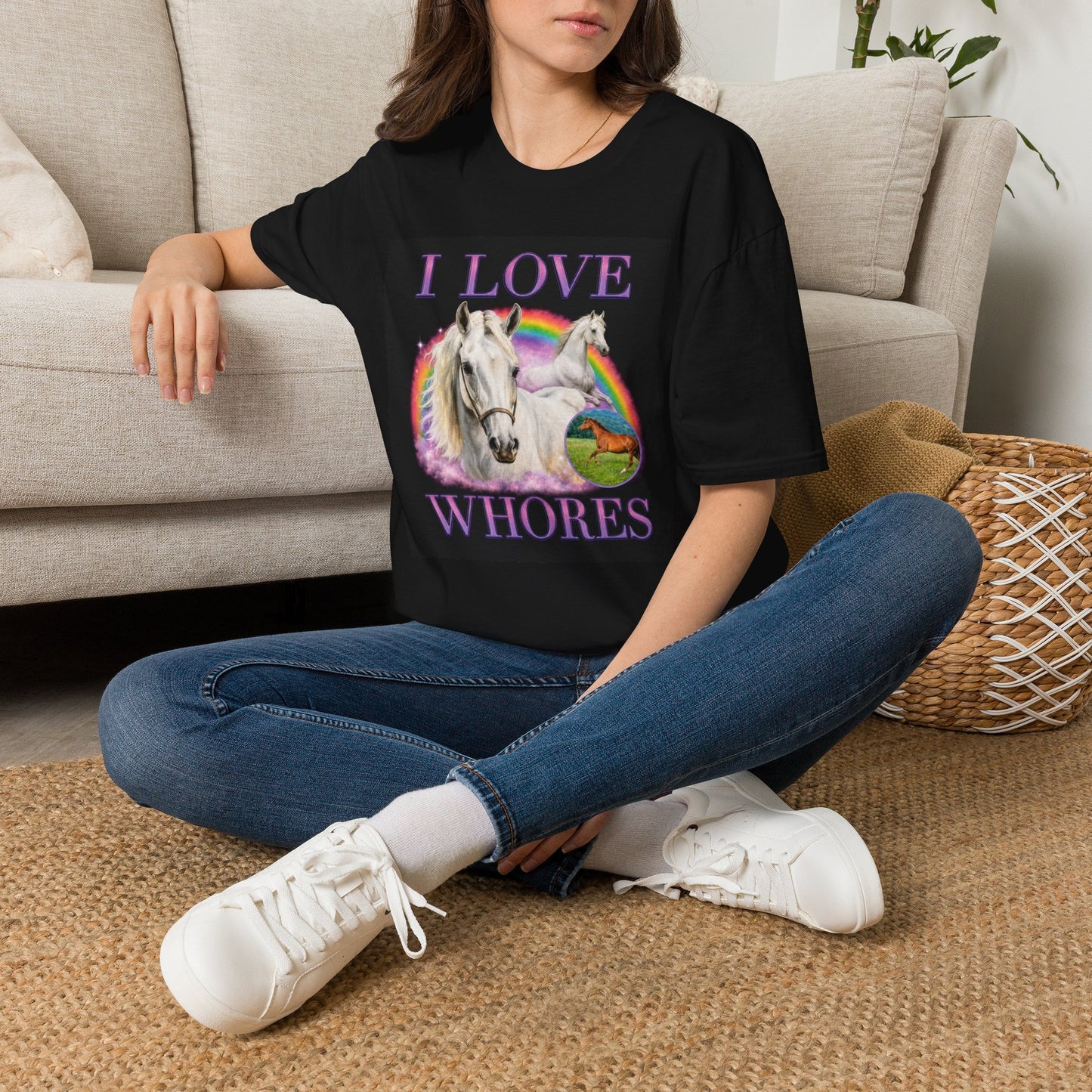 I Love Wh*res Shirt | Horse Rainbow Graphic Tee