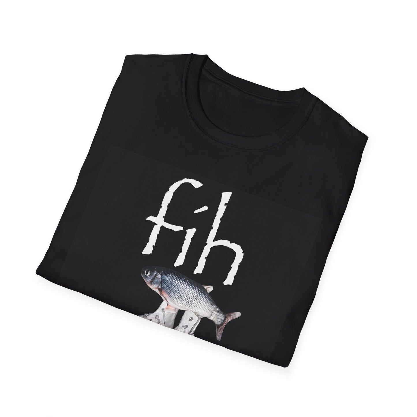 fish illustration T-Shirt | vintage script 'fih' design, realistic fish art
