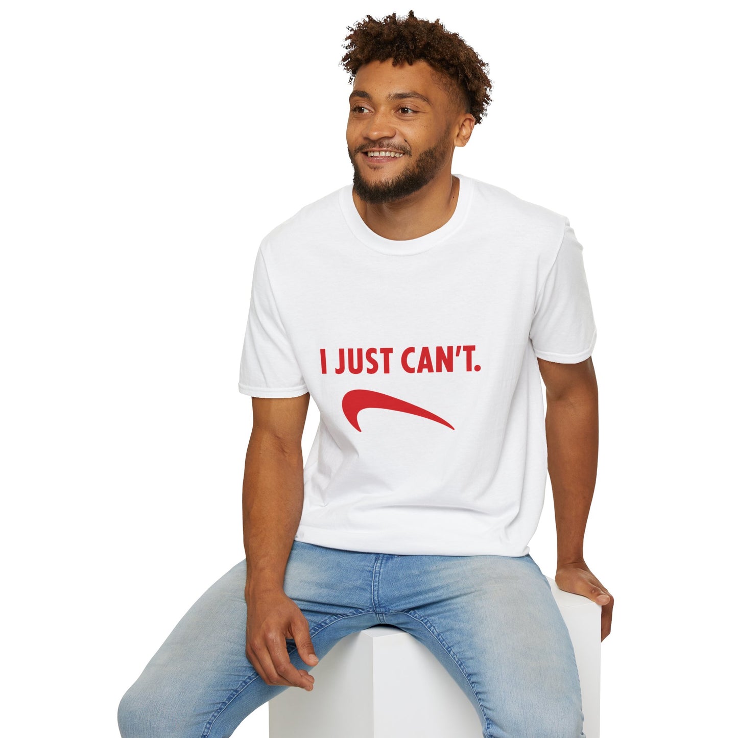 I Just Can't red swoosh T-Shirt | Funny Slogan Tee, Sarcastic Shirt