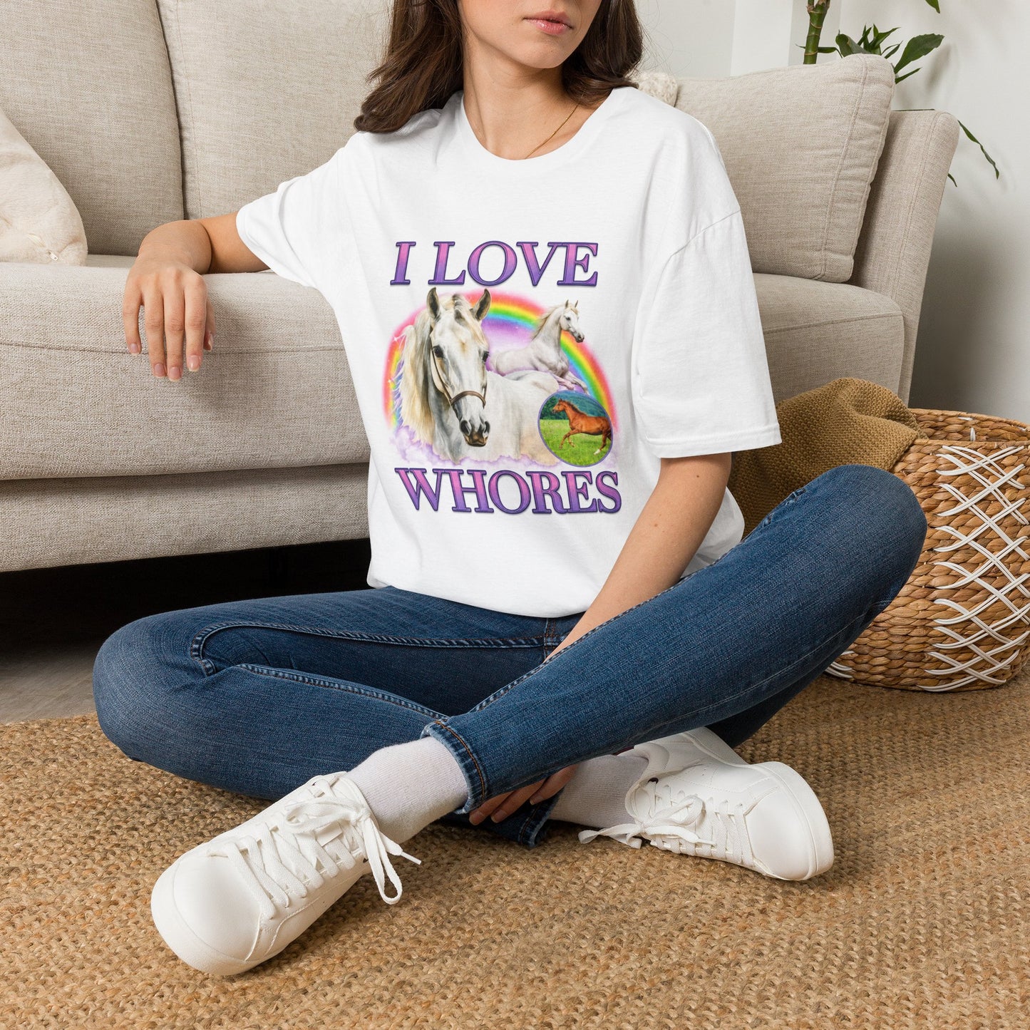 I Love Wh*res Shirt | Horse Rainbow Graphic Tee