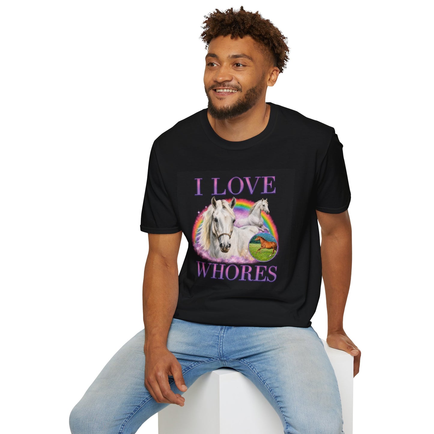 I Love Wh*res Shirt | Horse Rainbow Graphic Tee