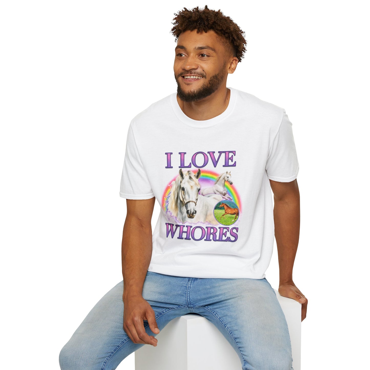 I Love Wh*res Shirt | Horse Rainbow Graphic Tee