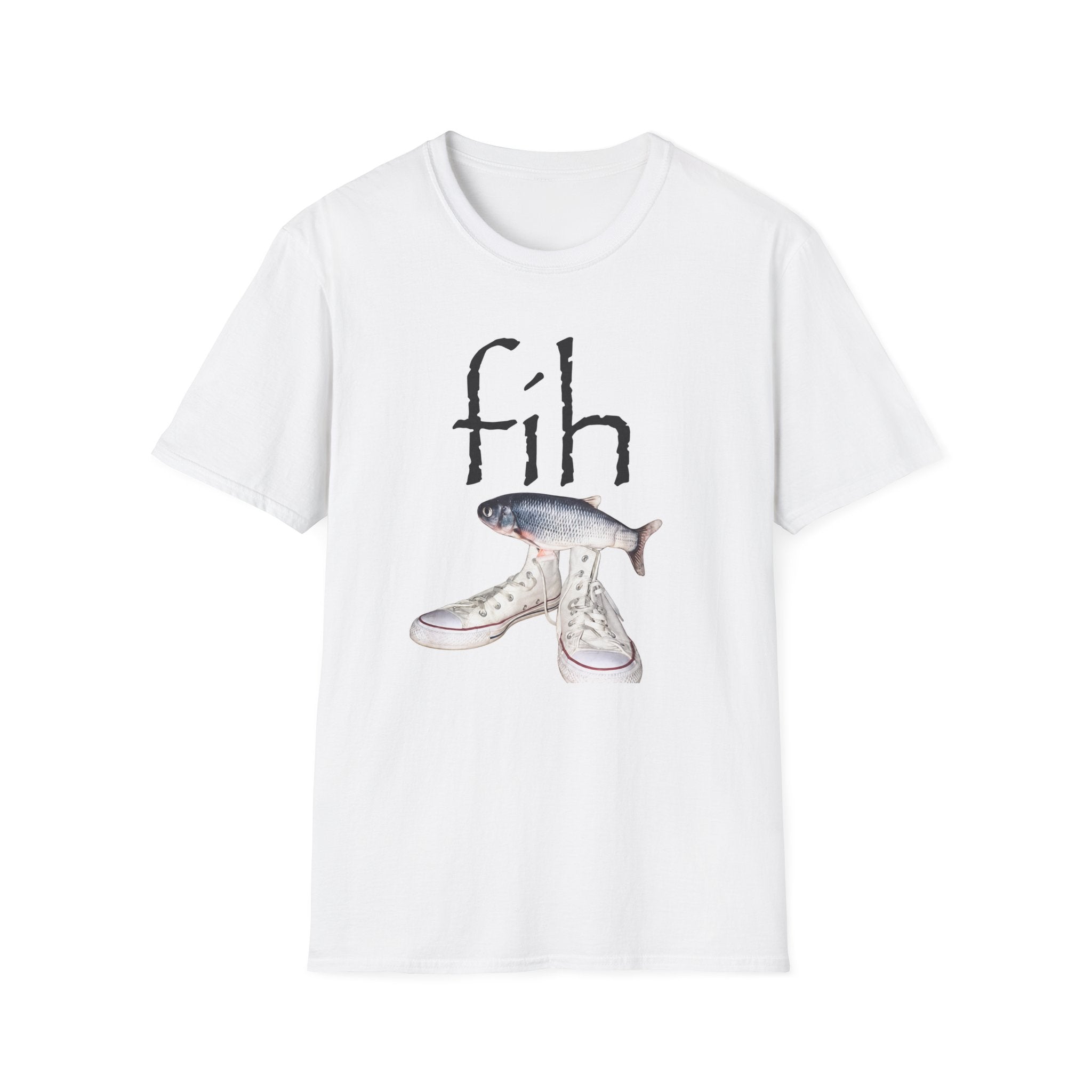 fish illustration T-Shirt | vintage script 'fih' design, realistic fish art