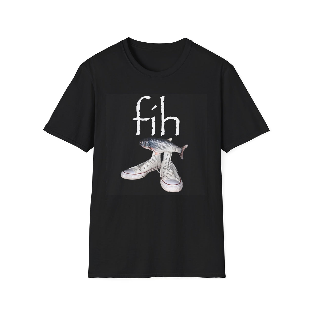 fish illustration T-Shirt | vintage script 'fih' design, realistic fish art