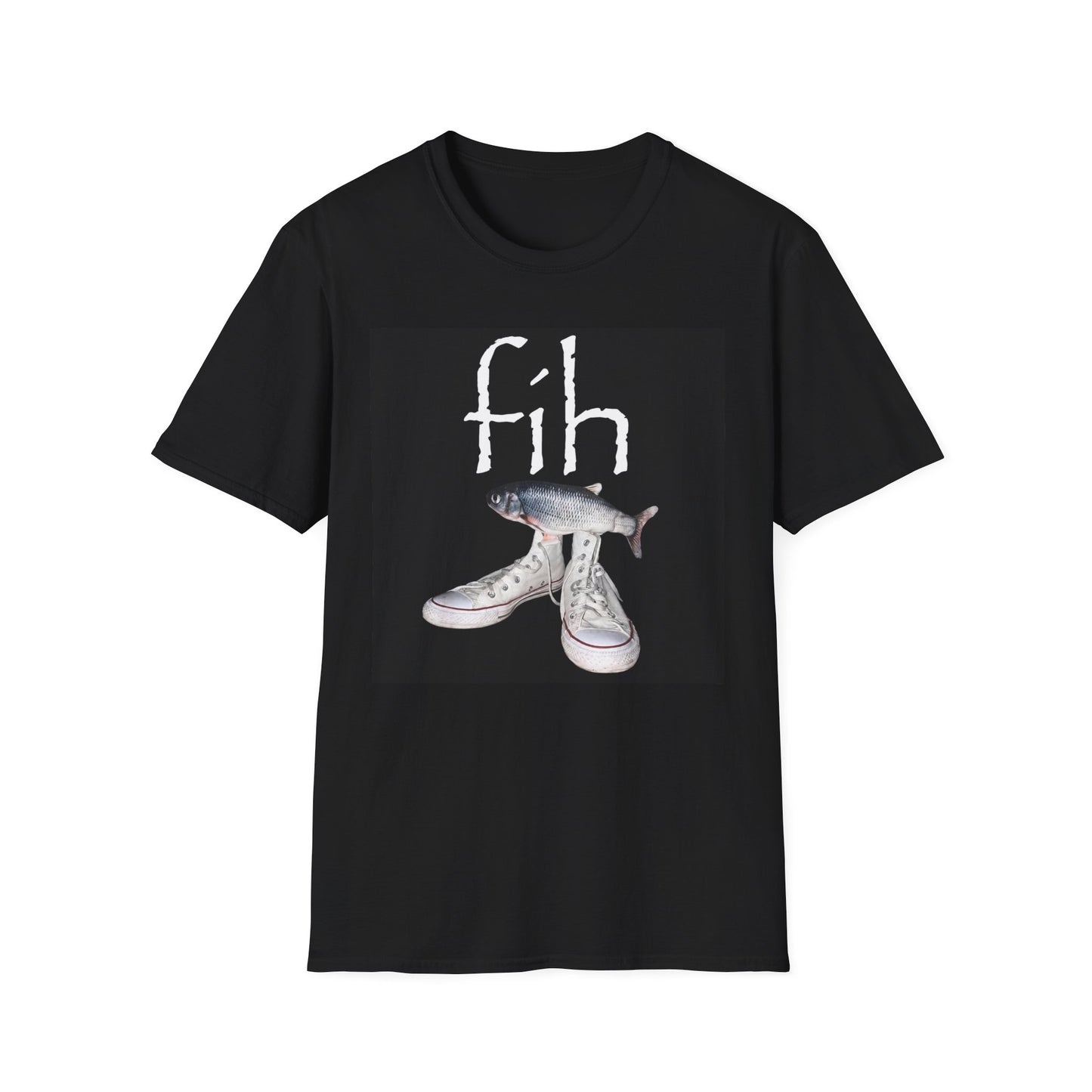 fish illustration T-Shirt | vintage script 'fih' design, realistic fish art