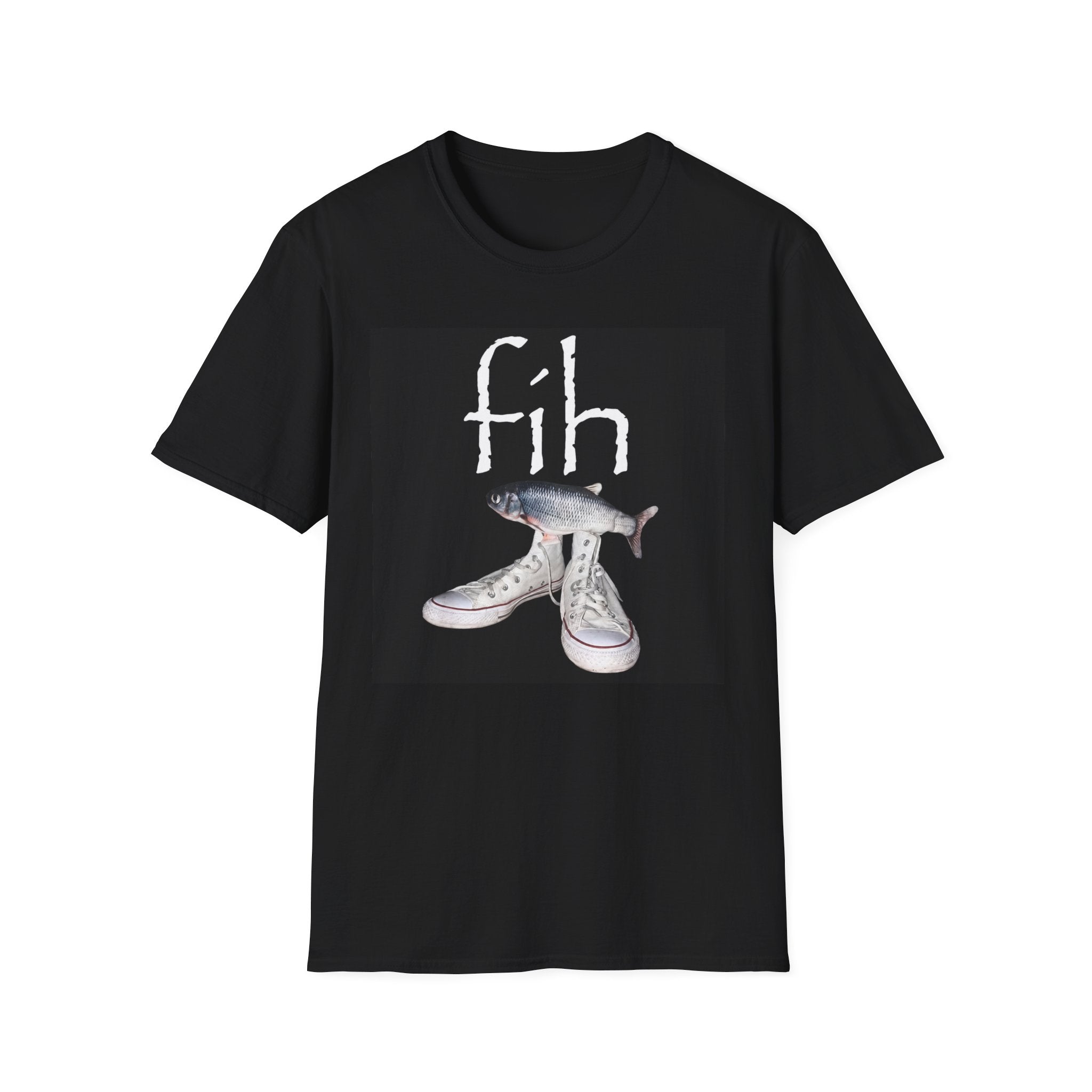 fish illustration T-Shirt | vintage script 'fih' design, realistic fish art